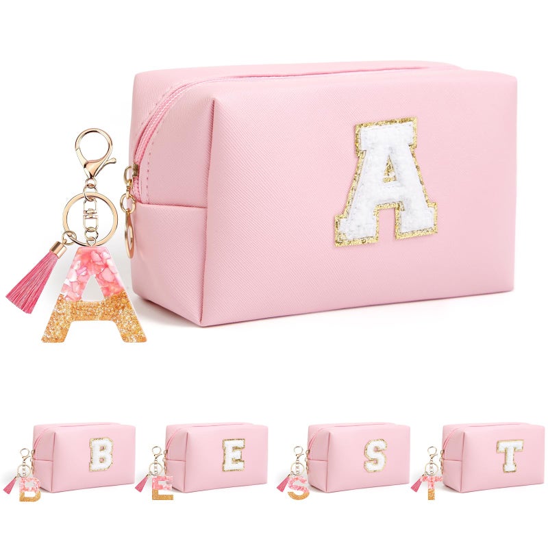 AIBFRID Birthday Gifts for Women Her Travel Cute Makeup Bag Large Capacity Cosmetic Bags for Women Makeup Pouch PU Leather Waterproof Cosmetic Bag (A  Pink) - Image 1